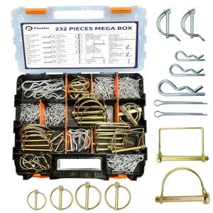 232PCS 트레일러 히치 핀 린치 헤어 PTO 대형 액세서리 트랙터 부착용 R 클립 코터 잔디 깎는 기계 눈 쟁기