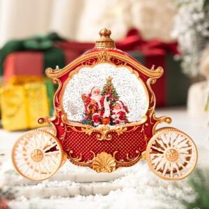 음악 상자 축제적인 산타 마차 스노우 글로브 빈티지 홀리데이 장식 크리스마스 테이블용 겨울