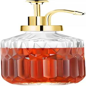 TIWPAJS 유리 커피 시럽 디스펜서 13.5온스 고급스러운 다이아몬드 질감의 병 골드 펌프 바 액세서리 주방