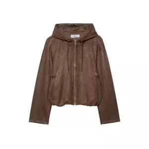 여성용 야구 점퍼 추동 후드 스웨이드 질감 파일럿 KS4