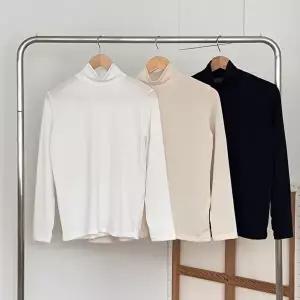 [옷자락]여성 반목 폴라 스판 이너 티셔츠 무지 베이직