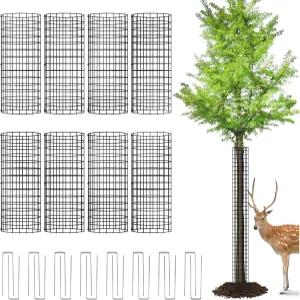 8팩 나무 줄기 보호대 동물로부터 지퍼 타이와 말뚝이 달린 철망 묘목 다람쥐 토끼 사슴으로부터 확장