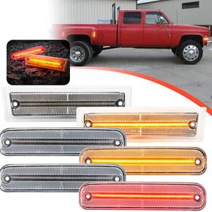 앰버 레드 LED 사이드 마커 베드 렌즈 Chevy/GMC &88-91 C30 전면 및 투명 C/K 6피스 K30 R/V 트럭용 V3500 R30 K3500 중간 시리즈 듀얼 C3500 쉐보레 R3500 V30 포함 라이트 키트 후면 81-87