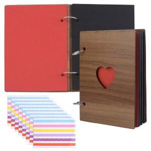 URROMA 2 PCS 스크랩북 앨범, 하트 나무 사진 앨범 DIY 추억책, 블랙 페이지 포함, 생일 여행용 증정