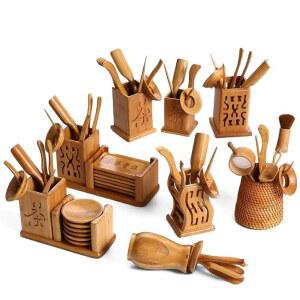 다도세트 대나무 차도구 다도 차침 캠핑용 다통 개완세트 1p 차이준 자사스트레이트