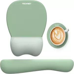 손목 받침대가 있는 테크넷 젤 마우스 패드 를 위한 3 in 1 키보드 받침대 미끄럼 방지 PU 베이스 및 쉬운