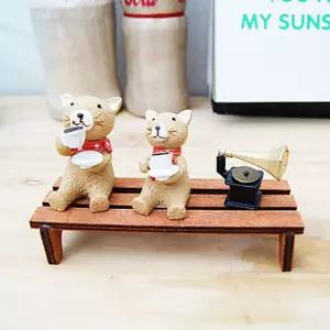 커피 마시는 고양이 가족 세트 1P 미니어처 장식 소품 인테리어인형