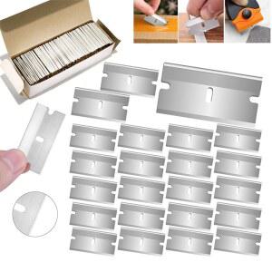 50 200개 유리 스크레이퍼 라벨 도구 면도날 단면 페인트 청소 교체용 창문 제거기 스티커 자동차