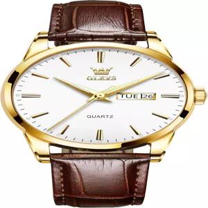 QBAIZI 남성 캐주얼 가죽 시계 읽기쉬운 3핸드 아날로그 스테인리스 스틸 미니멀리스트 데이 데이트 방수