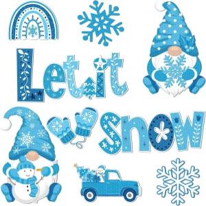 Copkim 겨울 자석 9종 여행 크리스마스 Gnomes 트럭 눈송이 냉장고 스티커 휴가용 금속 문 차고 자동차