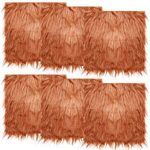인조 모피 원단 크리스마스 겨울 사각형 덥수룩한 패치 브라운 10x10 인치 DIY 공예 취미 할로윈 의상 장식