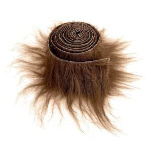 루소피 섀기 플러시 인조 모피 원단 프리컷 스트립 2x60인치 경커피 폭신한 퍼지 공예 모피, 노메스 수염 산타클로스 헤어 드워프 코스프레 의상 DIY 크리스마스 장식