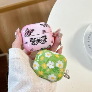 삼성 갤럭시 버즈 3 프로 3FE 케이스 러블리 꽃 나비 무선 블루투스 이어폰 커버 보호용 키링 포함