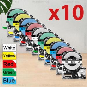 엡손 킹짐 호환 라벨 테이프 LK-4WBN ST12KW 스티커 LW-300 400 메이커용 12mm 5 개 10개