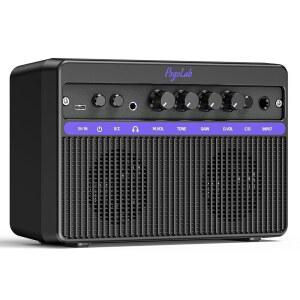 [미국배송] 휴대용 일렉트릭 기타 앰프 충전식 배터리(5시간 재생)가 장착된 POGOLAB 미니 10W 듀얼 스피커 블루투스 깨끗하고 왜곡된 효과 어디서나 연습을 위한 헤드폰 출력