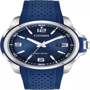 Citizen 에코드라이브 위켄더 남성 시계  스테인리스 케이스 · 블루 러버 스트랩 (AW1158-05L)