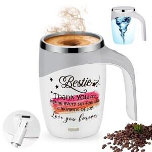 [미국배송] 자동 자기 교반 커피 컵 - 전기 믹싱 머그잔 커피 우유 코코아 및 기타 음료용 충전식 머그잔 U2013 절친 BFFS 베스티에게 이상적인 선물