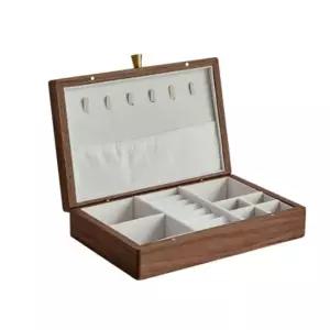 프리미엄 쥬얼리 원목 빈티지 나무 보석함 미니 돌반지 팔찌 호두나무 단층 대형 박스 베이지