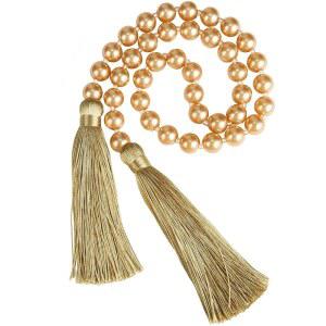 펑황우 34인치 진주 유리 구슬 화환과 태슬 - 우아한 보호 테이블 장식, 결혼식을 위한 프린지 월 걸이, 파티, 농가 소박한 기도 홈 장식 (1팩, 골드)