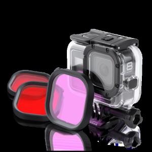 필터 키트 GOPRO호환 HERO 8 용 빨간색 마젠타 스노클 렌즈 컬러 Black Super Suit 기존 하우징 케이스 액