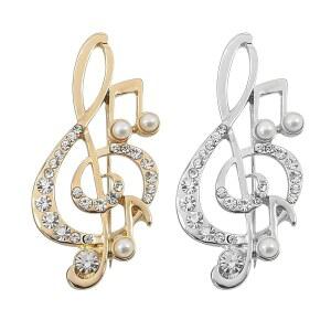 드레우예트 남성용 2피스 음악 노트 브로치 핀 여성용 골드 실버 마이크 배지 걸이 체인 목걸이 셔츠 타이 모자 스카프의 턱시도 커리어 슈트용