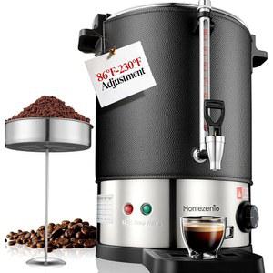 [포르르] 온도 조절 기능이 있는 츠키코 상업용 커피 항아리, 1200w 초대형 메이커 더블 단열 304 스테인리스 스틸 디스펜서 온수 홈 파티 사무실 케이터링용(8l / 50컵)