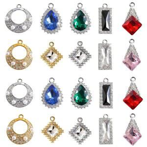 [포르르] 보석 제작 용품을 위한 스티노 40/48pcs 페어링 크리스탈 펜던트 매력, 목걸이 귀걸이 공예를 라인스톤 젬스톤 당글 매력 발견