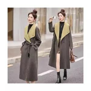 여자 실용성 모직 코트 더블 울 하프 가을 겨 빅 터틀넥 벨트 SPO마켓4