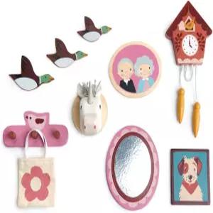 부드러운 잎 장난감 - 벽장식 인형 집 미니어처 장식 키트 10개 1 12 크기의 미니 악세사리와 끈적끈적한