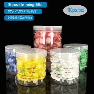100 개 실험실 13mm 일회용 니들 필터 Aquo 시스템유기 0.220.45um 멤브레인 기