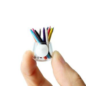 [미국배송] 유리가 있는 릴리렐로우 미니어처 인형집 컬러 크레용 연필 세트 1:12 눈금 13 카운트(1팩) 다양한 색상 장식 디오라마 또는 책상 장식에 이상적입니다