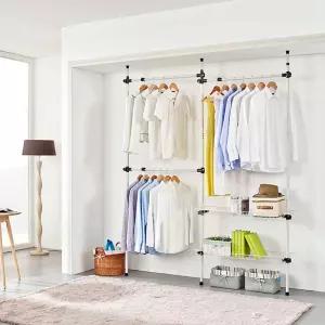 (3단) 선반 고정식옷걸이/행거/기둥/천정형/의류/코트/수납/조립/고정식/옷걸이/폴행거/설치/디자인/옷방