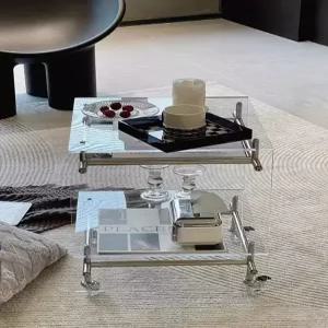 아크릴 2단 협탁 사이드테이블 침대 이동식테이블 수납