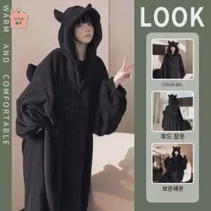 잠옷 극세사 수면 담요 후드망토