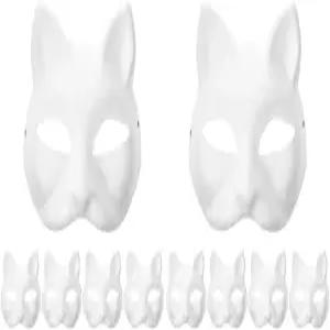 들을 위한 로고펀 고양이 마스크 10개 화이트 페이퍼 빈 DIY 페인트칠하지 않은 동물 코스프레 파티 장식