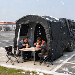 2인용 SUV 리어 텐트 어넥스 메쉬 창문 및 방수 레인플라이 휴대용 가방 방수 차량 후면 캠핑 텐트