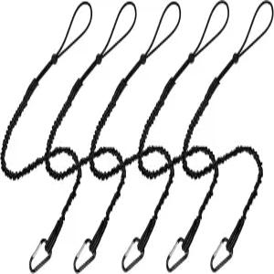 공구 랜야드 5팩 안전 목줄 알루미늄 잠금 카라비너와 조절 가능한 루프 엔드가 있는 접이식 번지 코드