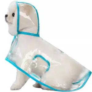 소형 중형견을 위한 강아지 비옷 재킷 후드 슬라이커 폰초 투명 방수 레인 스노우 애완동물 의류 블루 2XL