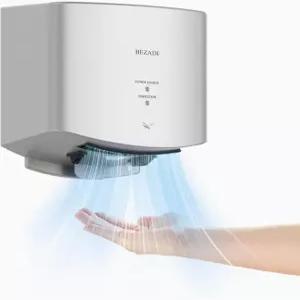 BEZADI 고속 핸드 드라이어 자동 온냉기류 가정용 욕실용 1250W 110V 벽걸이 소형 상업용 실버