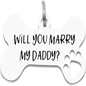 AKTAP 도그 칼라 액세서리 펫 ID 태그 프린트 주얼리 각인 우리 아빠와 결혼할 거예요 결혼식 선물 (도그