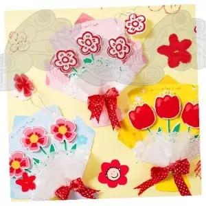 꽃다발 페이퍼 플라워 장식 포장지 리본 스티커 데코 파티 선물포장 꽃무늬 컬러풀 핸드메이드