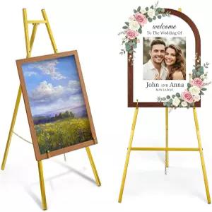 간판용 WRINGKIT 골드 이젤 스탠드 4단 44인치 높이의 대형 바닥 그림 포스터 거울 미술 환영 결혼식