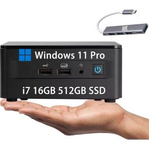 인텔 NUC 12 프로 키트 월스트리트 캐니언 미니 PC(16GB RAM, 512GB SSD, 12코어 i7-1260P, 아이리스 Xe 그래픽) 비즈니스 데스크톱, 썬더볼트 4x, 이더넷, Wi-Fi 6E, 3년 WRT, IST 허브, Win 11 Pro