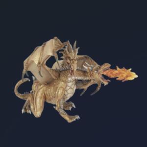 쌍두 드래곤 피규어 업소 인테리어 전시 PVC 화염 용