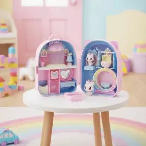 위시캣 아이냥 가방하우스 고양이 인형의집 역할놀이 미니어처 장난감 연필 지우개 학용품 포함