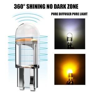 루보식 10x2021  W5W Led T10 자동차 조명 COB 유리 6000K 흰색 번호판 램프 돔 읽기 DRL 전구 스타일 12V