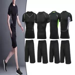 남자 헬스복 반팔 반바지 상하의 세트 홈트 운동복 phA4+5TVg