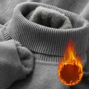 티류으스 남성 가을 겨울 터틀넥 니트 보온 내의 탑 플리스 안감 슬림핏 두꺼운 보온성 순색 이너웨어 WY