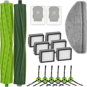 (18팩) iRobot 룸바 콤보 i5 i5+ j5 j5+ 로봇 청소기와 호환되는 교체 부품 롤러 브러시 2개 사이드 6개