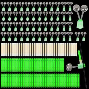 낚싯대용 베풍얀 낚시 글로우 스틱 야간 낚시용 1.5인치 미니 라이트 50 스바이트 알람 벨 100개 클립